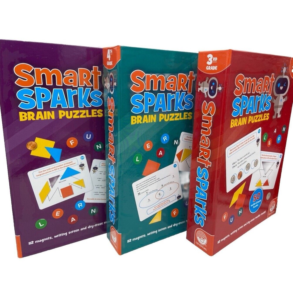 Smart Sparks Brain Puzzle Grades 3, 4 & 5 New Hardcover Books Logic Math Reading